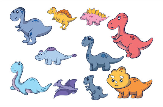 Cute cartoon dinosaur collection set