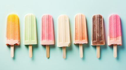 Popsicles ice cream on pastel background