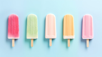 Popsicles ice cream on pastel background