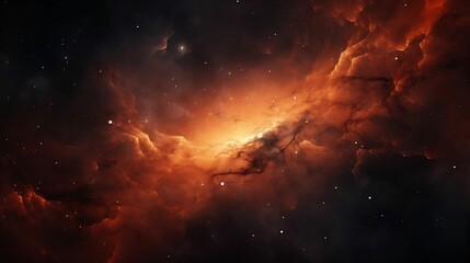 Space background with orange nebula and stars