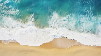 Beach and waves from top view

