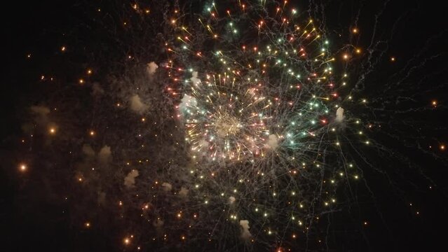 Bright Colourful Fireworks Display Slow Motion