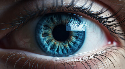 Realistic close up of a blue eye ball