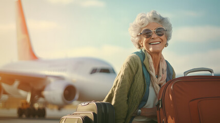 senior adult women going out on trips, vacation concept, elderly vitality