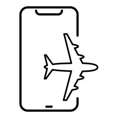 Smartphone and airplane isolated background, Flight Booking concept. mobile phone roaming abroad icon. foreign tourism, application phone line icon. PNG vector illustration.