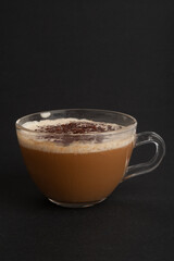 Hot Chocolate Cup, Cacao Mug, Cocoa Beverage, Christmas Drink Glass with Foam, Healthy Breakfast