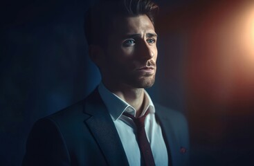 Handsome man suit. Lifestyle model. Generate Ai