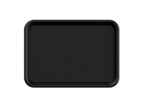 Empty black plastic tray. Isolated. 3d illustration.