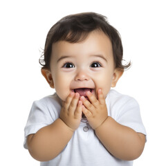 Cute baby giving a funny facial express and gesture