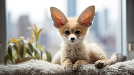 A captivating fennec fox in a stylish apartment.