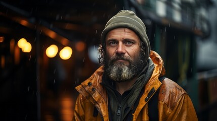 Fototapeta premium portrait of port worker or fisherman