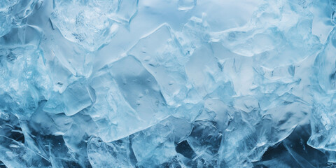 Fototapeta premium Cracked ice on a frozen lake. The natural texture of winter ice. Generative AI