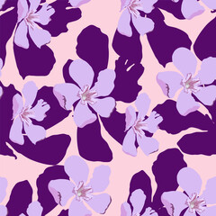 Vector floral seamless lilac pattern for textile design, pink flowers on a light background