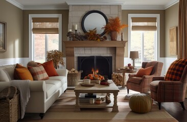 Cozy living room. Decor furniture house. Generate Ai