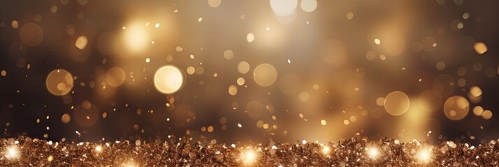 Background of golden sequins and highlights, sparkling, for the holiday, christmas. With Generative AI technology - obrazy, fototapety, plakaty