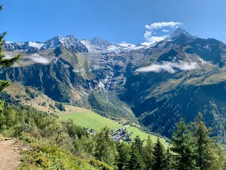 Lichtdoorlatende gordijnen Mont Blanc Sentier du Tour du Mont Blanc (TMB) aux environs de l'aiguillette des Posettes