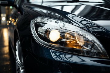 Obraz premium Intricate details of gleaming, high end cars mesmerizing headlight design