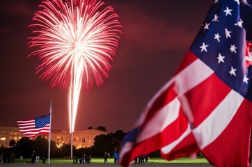 american flag and firework