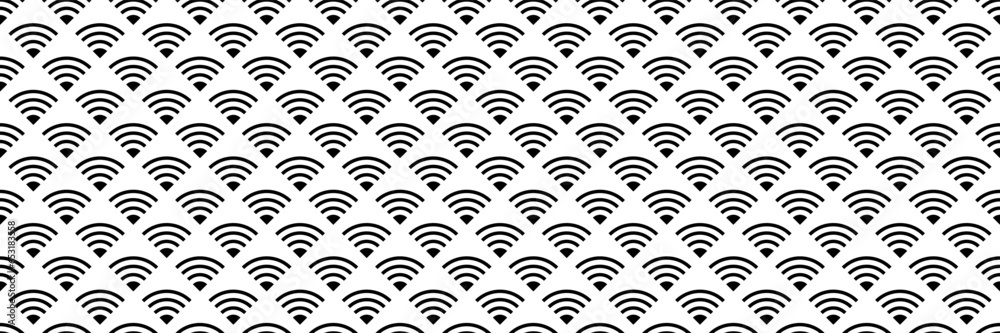 Aufkleber horizontal black wifi signal design for pattern and background.