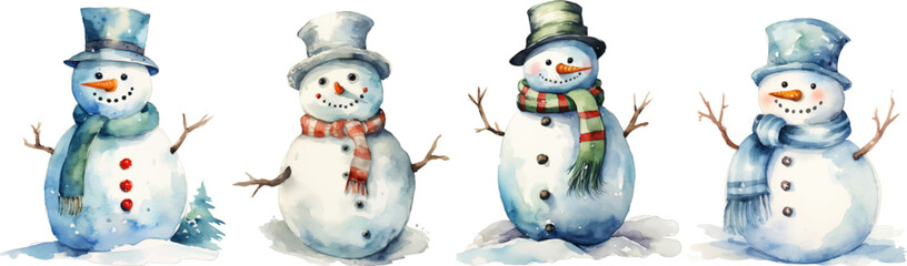 Watercolor snowman on white background © EnelEva
