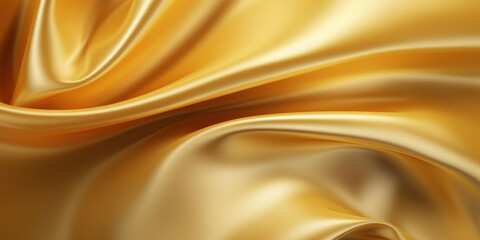 Fototapeta premium Luxury smooth elegant golden silk fabric texture as background Abstract background