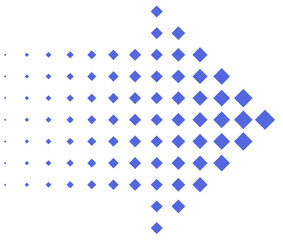 blue diamond shape halftone down arrow icon button