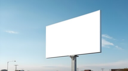 Obraz premium Blank white billboard on city street,sky at the background.