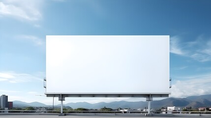 Obraz premium Blank white billboard on city street,sky at the background.