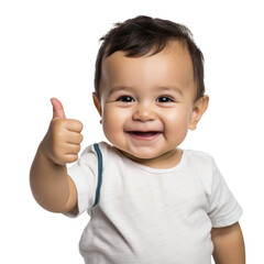 Cute baby giving funny facial expressions and gesture with transparent background