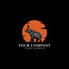 Elephant logo concept - vector illustration design on dark background