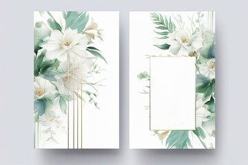 white and mint green Floral Design: Multi-Purpose Template for Wedding Invitations, Business Cards, Thank You Notes, Flyer, Poster,Cover ...
