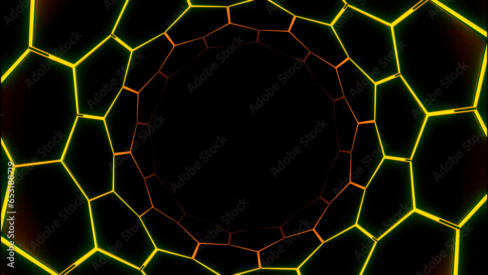 Poster arrow shape glowing red and blue neon design neon lines movement in loop VJ and DJ loop animated background