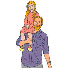 Free vector clip art of father holding his daughter