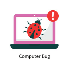 Computer Bug vector Flat Icon Design illustration. Symbol on White background EPS 10 File 