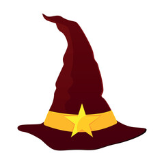 Vector cartoon image of a witch hat. Halloween and fun concept. Creepy elements for your design.