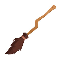 Vector cartoon image of a witch's broom. Halloween and fun concept. Creepy elements for your design.