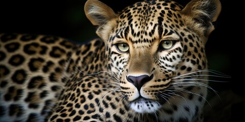 Obraz premium portrait of leopard in black background