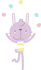 happy easter with bunny rabbit and egg, flat png transparent element character design