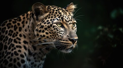 Naklejka premium portrait of leopard in black background