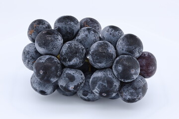 白背景に置かれた大粒の青紫色の葡萄