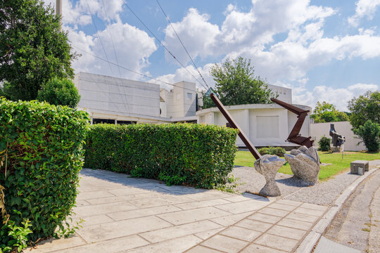 Entrance of MOMus Contemporary Museum, Metropolitan Organization of Museums of Visual Arts of Thessaloniki housed inside the premises of HELEXPO.
