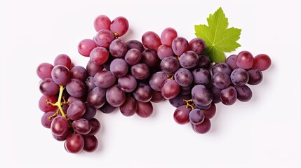 Fototapeta premium Vibrant and Juicy Fresh Grapes, Harvested from an Organic Vineyard, Isolated on a Clean White Background, Showcasing the Natural Beauty and Ripe Bounty of Grape Clusters in Close-Up 