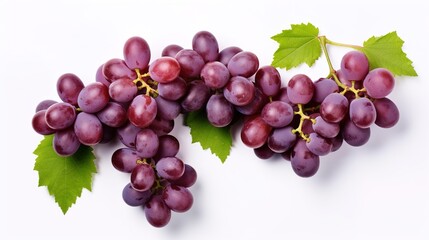 Fototapeta premium Vibrant and Juicy Fresh Grapes, Harvested from an Organic Vineyard, Isolated on a Clean White Background, Showcasing the Natural Beauty and Ripe Bounty of Grape Clusters in Close-Up 
