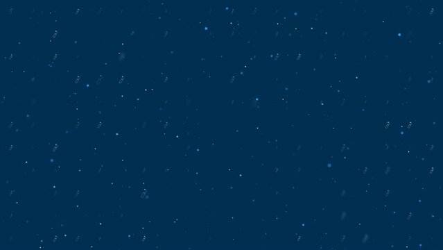 Template animation of evenly spaced dynamite symbols of different sizes and opacity. Animation of transparency and size. Seamless looped 4k animation on dark blue background with stars