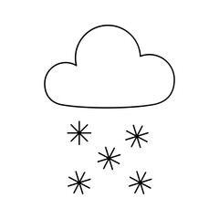 black icon - Cloud with snowflakes
Minimalist black and white illustration of a cloud with snowflakes falling, representing a wintry, cold weather forecast