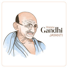 Vector Illustration Watercolor Mahatma gandhi indian freedom fighter 2 october
