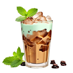 Mint milk chocolate is sweet and cool. Isolated on transparent background V1
