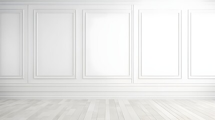 White color classic wall background and white parquet
