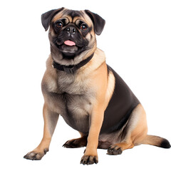 Obraz premium Pug dog full body shot on transparent background cutout - Generative AI