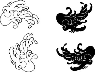 Obraz premium cloud tattoo,chinese cloud.Traditional Japanese culture for tattoo and printing on white background.